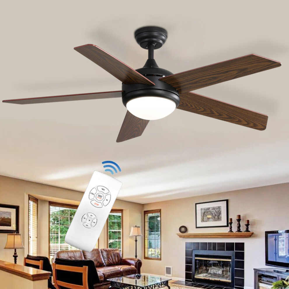 5 Blade Dimmble LED Ceiling Fan Light with Remote Control 52 Inch