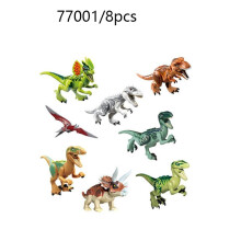 (Set2-8PCS) 8Pcs Mini Jurassic World Park Dinosaur Building Blocks