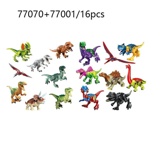 (Set2-16PCS) 16Pcs Mini Jurassic World Park Dinosaur Building Blocks