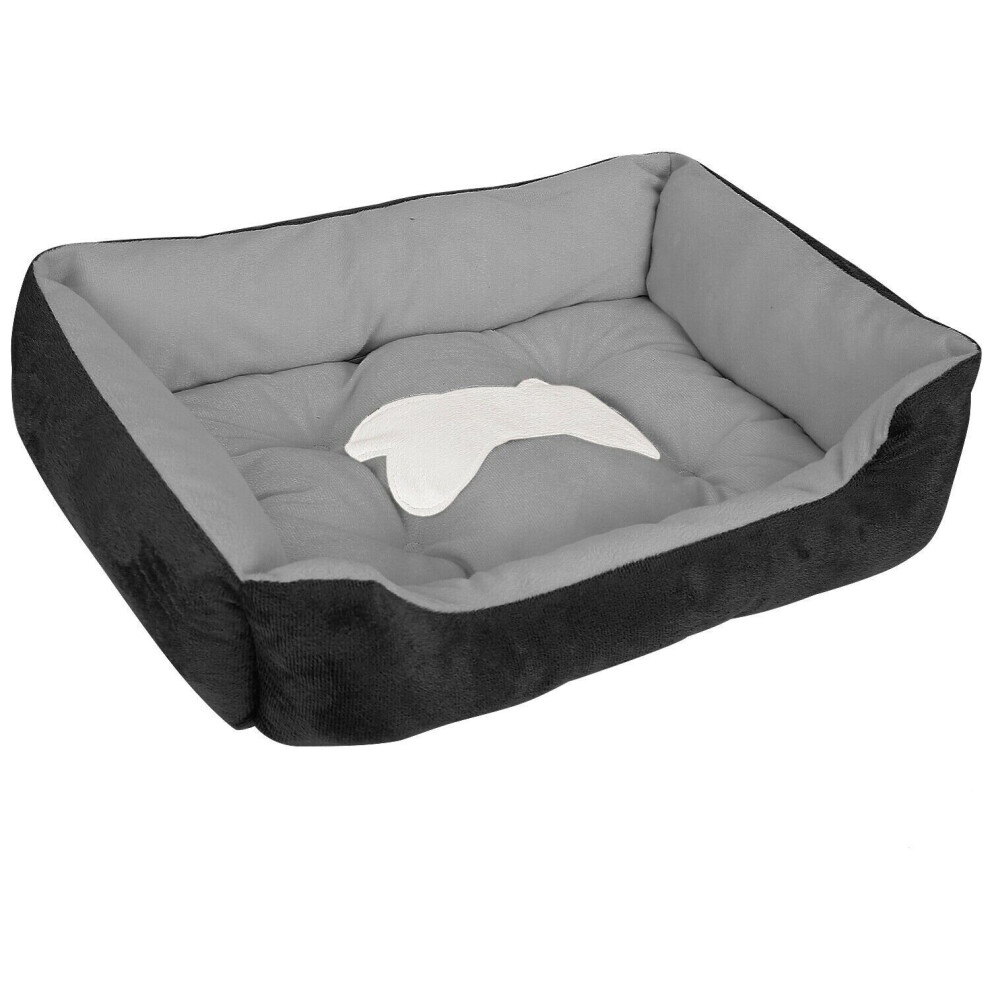 (Black, XXL -35.4"x27.6"x5.9") Large Pet Dog Cat Bed Soft Warm Kennel Mat Washable