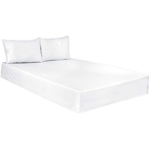 (Plain Dyed Poly Cotton Fitted Sheet (White,Double)) Plain Dye Poly