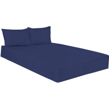 (Navy Blue, Double) Plain Dye Poly Cotton Fitted Bed Sheet Super Soft Luxury & Comfy Easy Care Bed Sheet Available in 17 different Colours