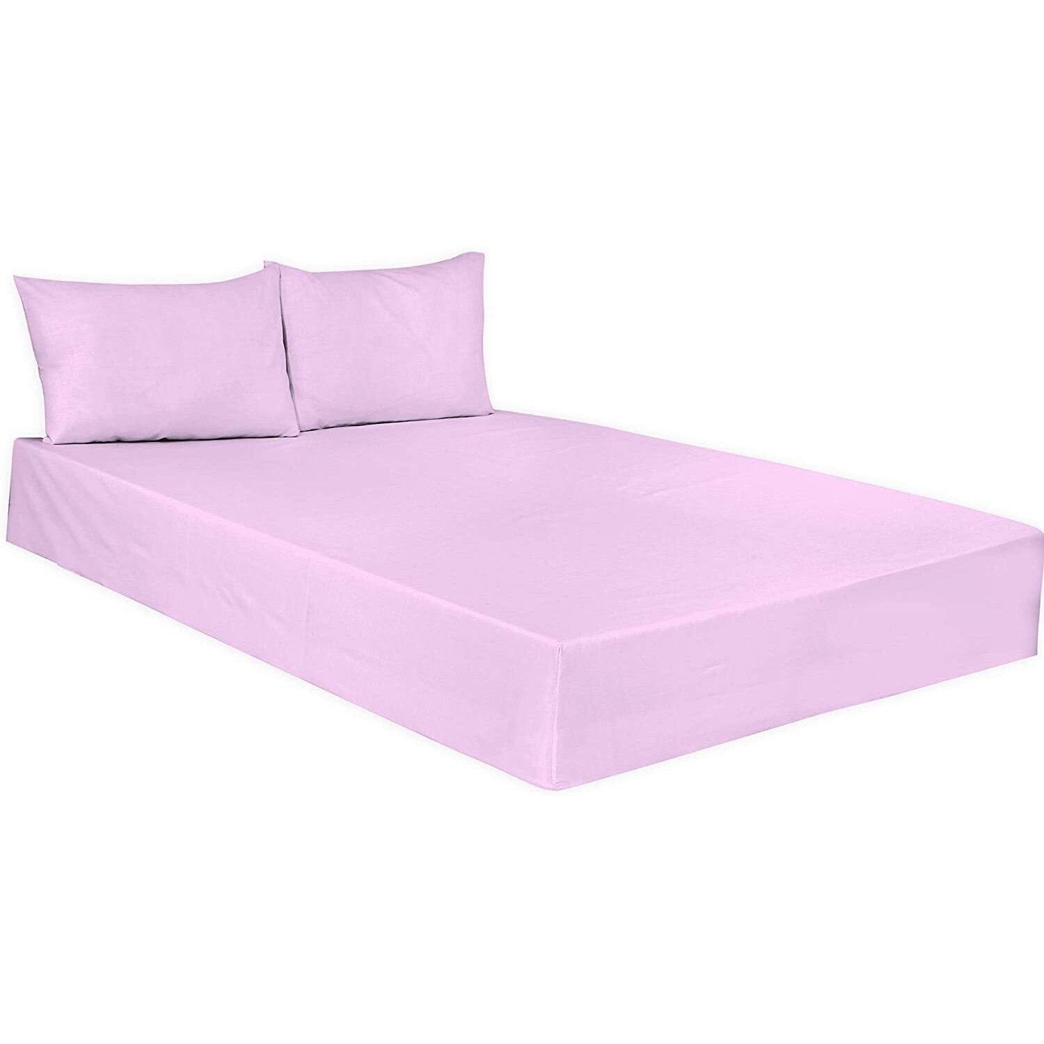 (Plain Dyed Poly Cotton Fitted Sheet (Lilac,Single)) Plain Dye Poly