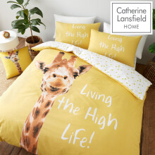 Catherine Lansfield Giraffe Yellow Children's Double Duvet Cover Set