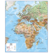Europe Middle East Africa (EMEA) Physical Map (Paper)