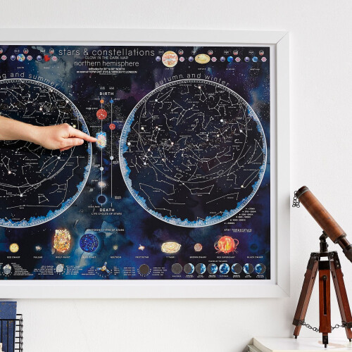 Stars and Constellations Glow Map (Silk Art Paper) 1