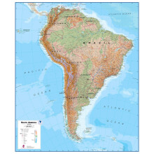 Huge South America Wall Map Physical (Paper)
