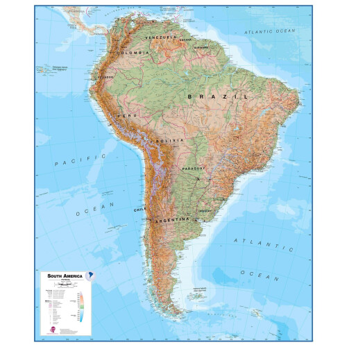 Huge South America Wall Map Physical (Paper)