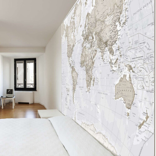 Giant World Map Mural - Neutral (Mural) 1