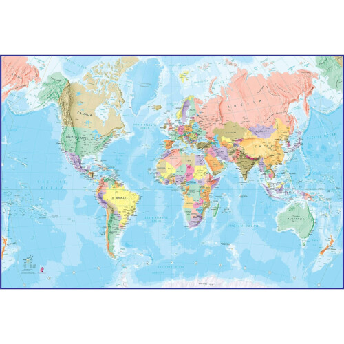 Giant World Map Mural - Blue Ocean (Mural)