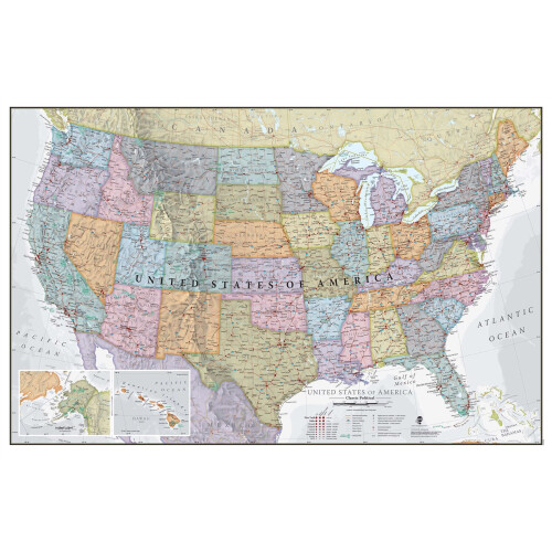 (111.8 cm x 86.4 cm) USA Classic Wall Map