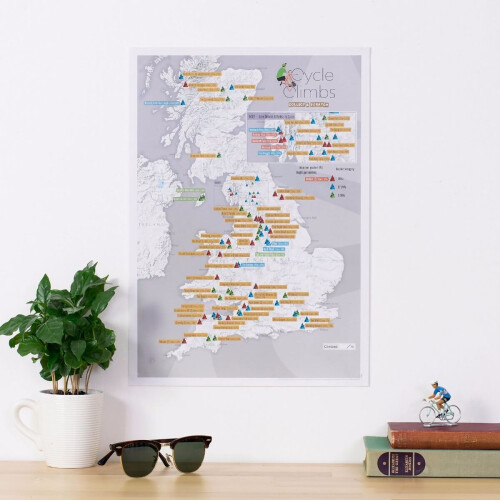 Scratch Off UK Cycle Climbs Print (Silk Art Paper)