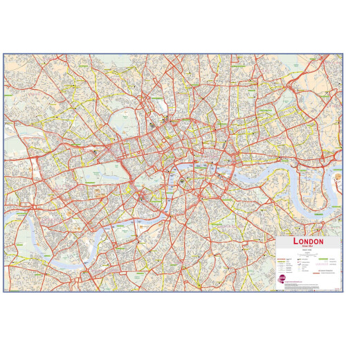 (118.9 cm x 84.1 cm, Laminated) Central London street Wall Map