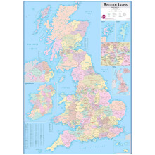 (115.3 cm x 163.2 cm, Laminated) British Isles Administrative Map