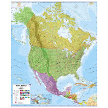 Large North America Wall Map Political (Laminated)