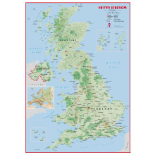 (84.1 cm x 118.9 cm, Laminated) Primary UK Wall Map Physical