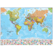 (118.9 cm x 84.1 cm, Laminated) World Wall Map Political with flags