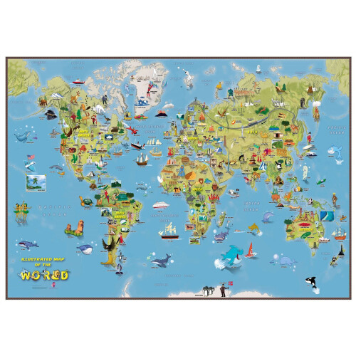 Kids Cartoon World Map (Silk Art Paper) 2
