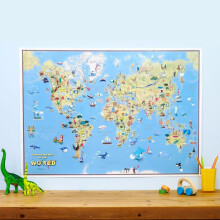 Kids Cartoon World Map (Silk Art Paper)
