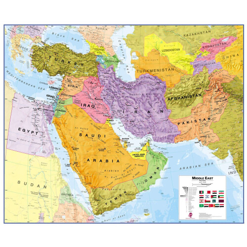 (84 cm x 70 cm) Middle East Wall Map Political