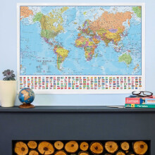 (84.1 cm x 59.4 cm, Paper Single Side Lamination) World Wall Map Political with flags