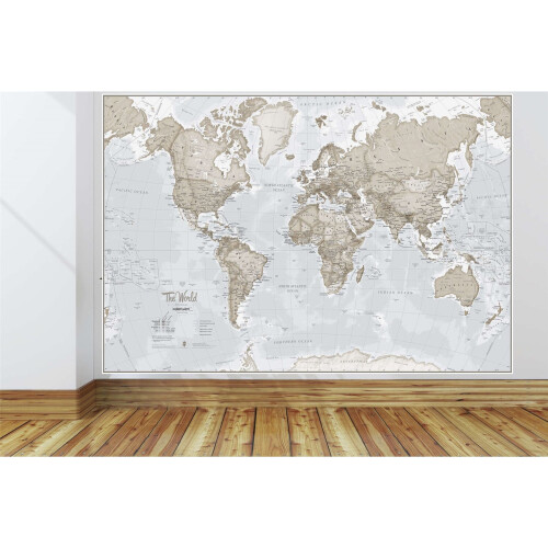 Giant World Map Mural - Neutral (Mural)