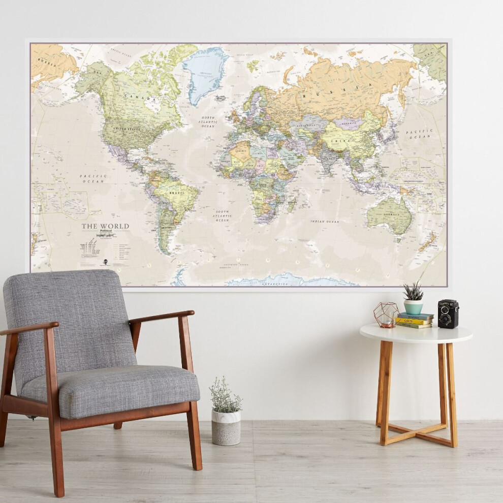 (197 cm x 116.5 cm, Laminated) Classic World Map