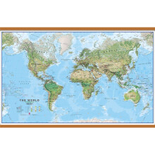 (136 cm x 90 cm, Wooden Hanging Bars) World Wall Map Environmental