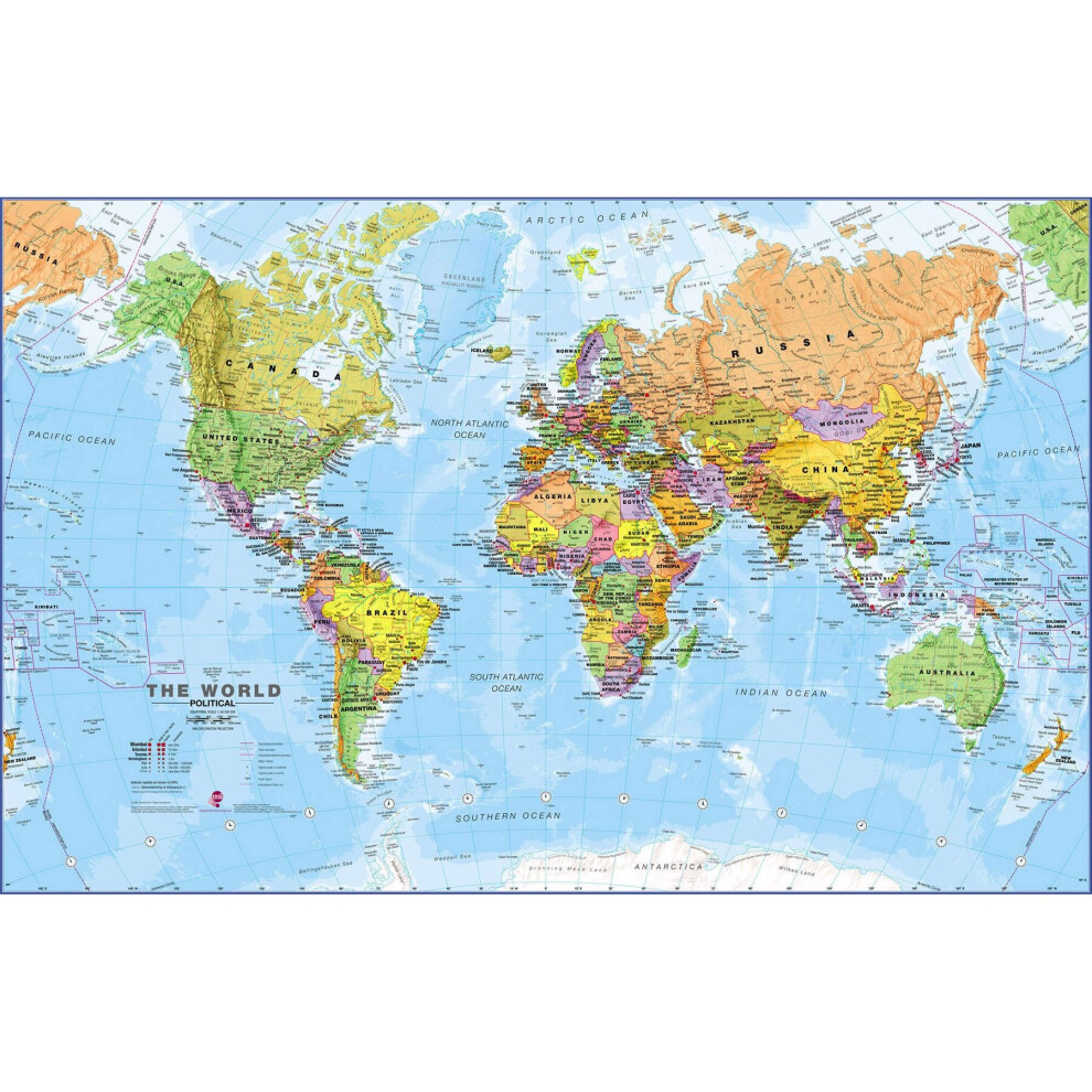 (59.4 Cm X 42 cm, Laminated) Political World Map Poster