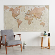 (197 cm x 116.5 cm, Laminated) Antique World Map