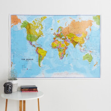 (118.9 cm x 84.1 cm, Paper Single Side Lamination) Political World Map Poster
