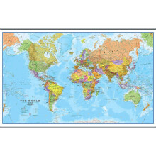 (118.9 cm x 90.1 cm, Hanging Bars) Political World Map Poster