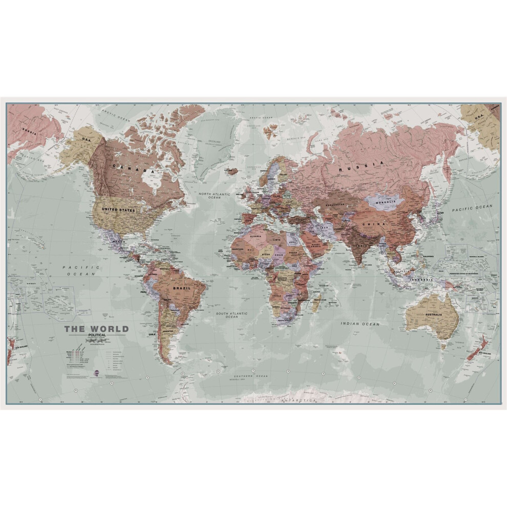 (197 cm x 116.5 cm, Paper) Executive World Wall Map Political