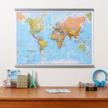 (84.1 cm x 65.4 cm, Hanging Bars) Political World Map Poster