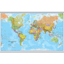 (197 cm x 122.5 cm, Hanging Bars) Political World Map Poster
