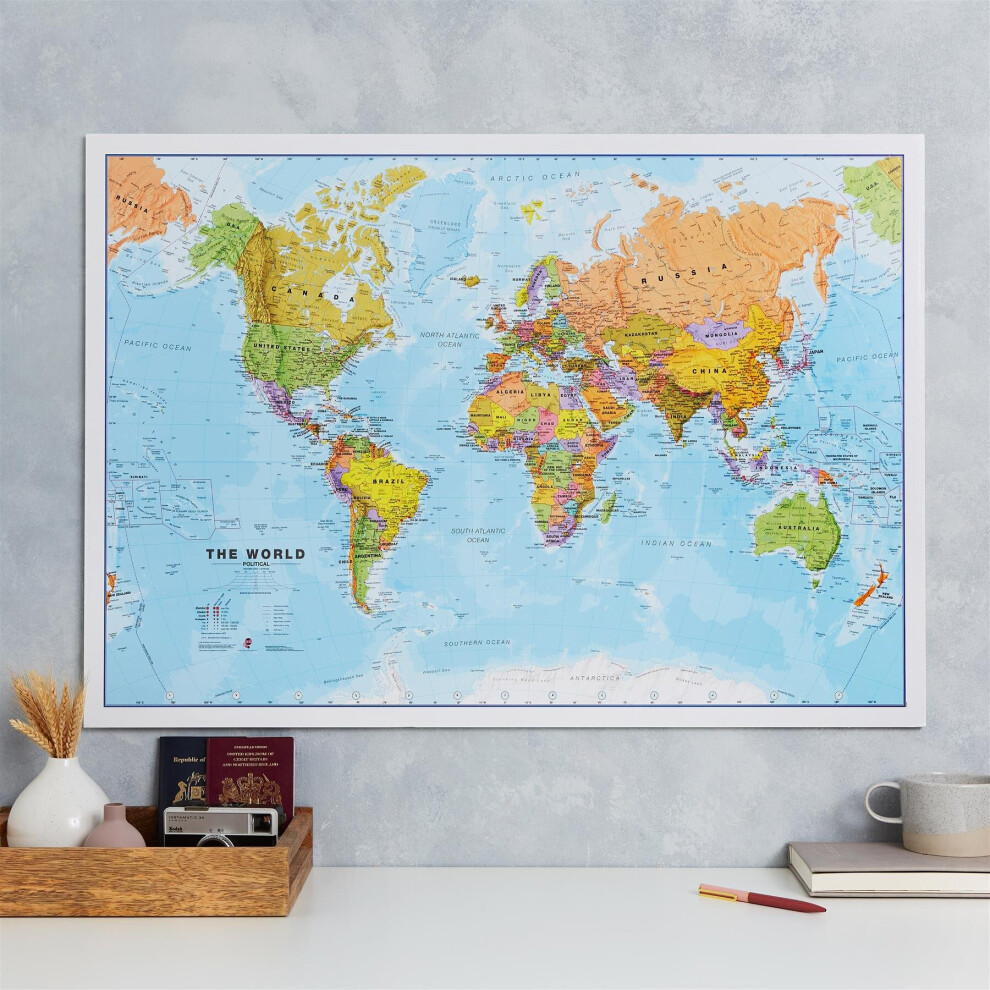 (84.1 cm x 59.4 cm, Laminated) Political World Map Poster