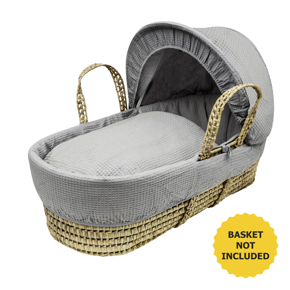 Grey Waffle Moses Basket Bedding Set Dressings For Palm And Wicker