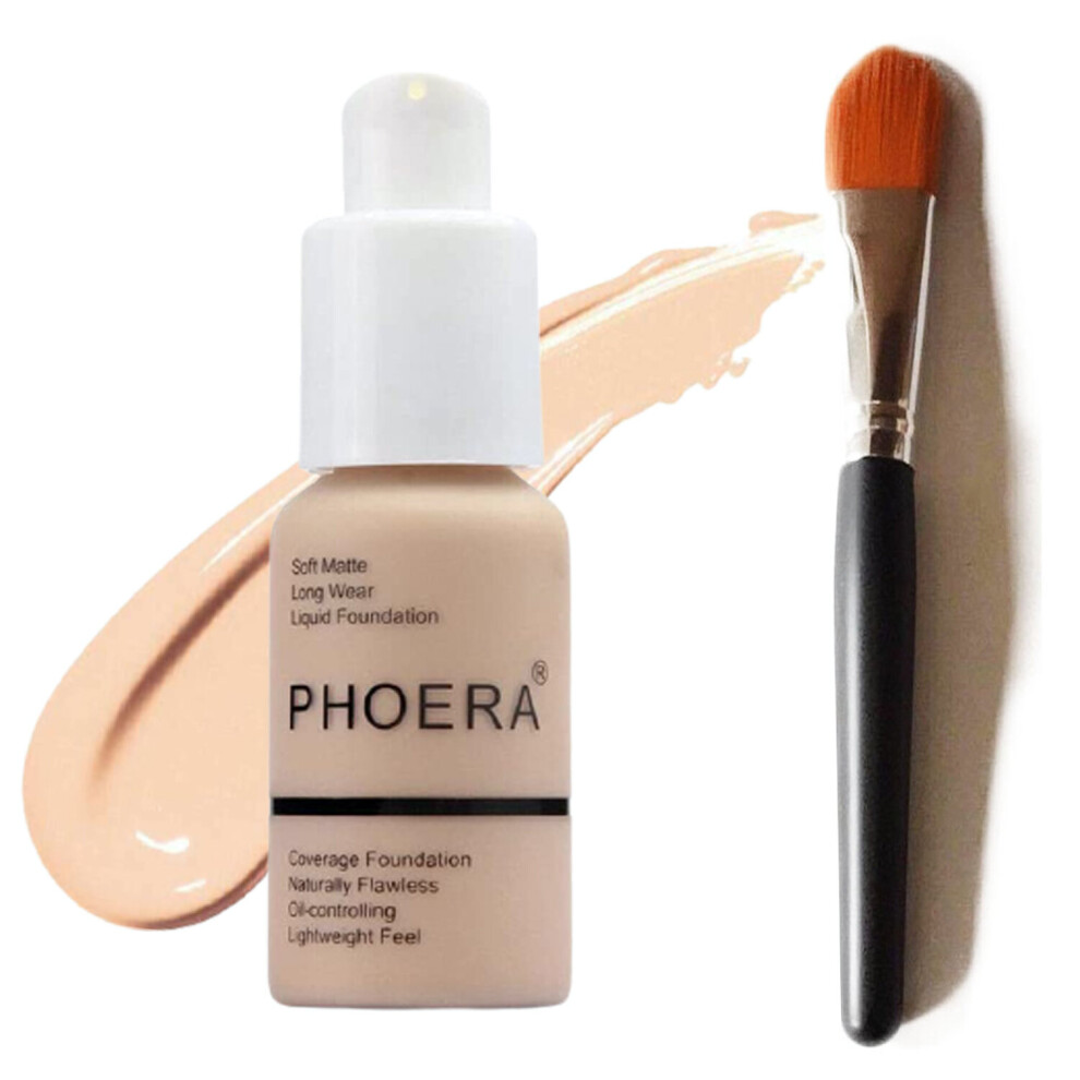 (102 NUDE) PHOERA Foundation Concealer Makeup Full Coverage