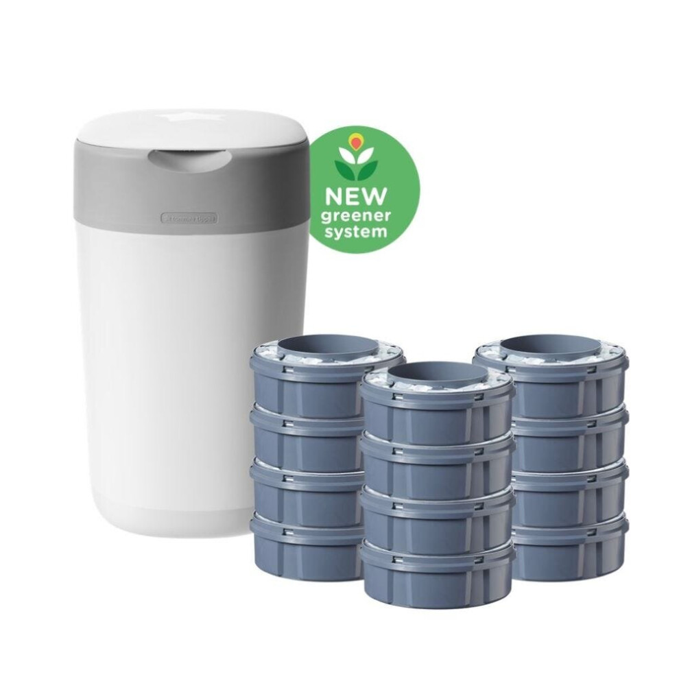 Tommee Tippee Twist and Click Advanced Nappy Bin Starter Set with 12 x Refills