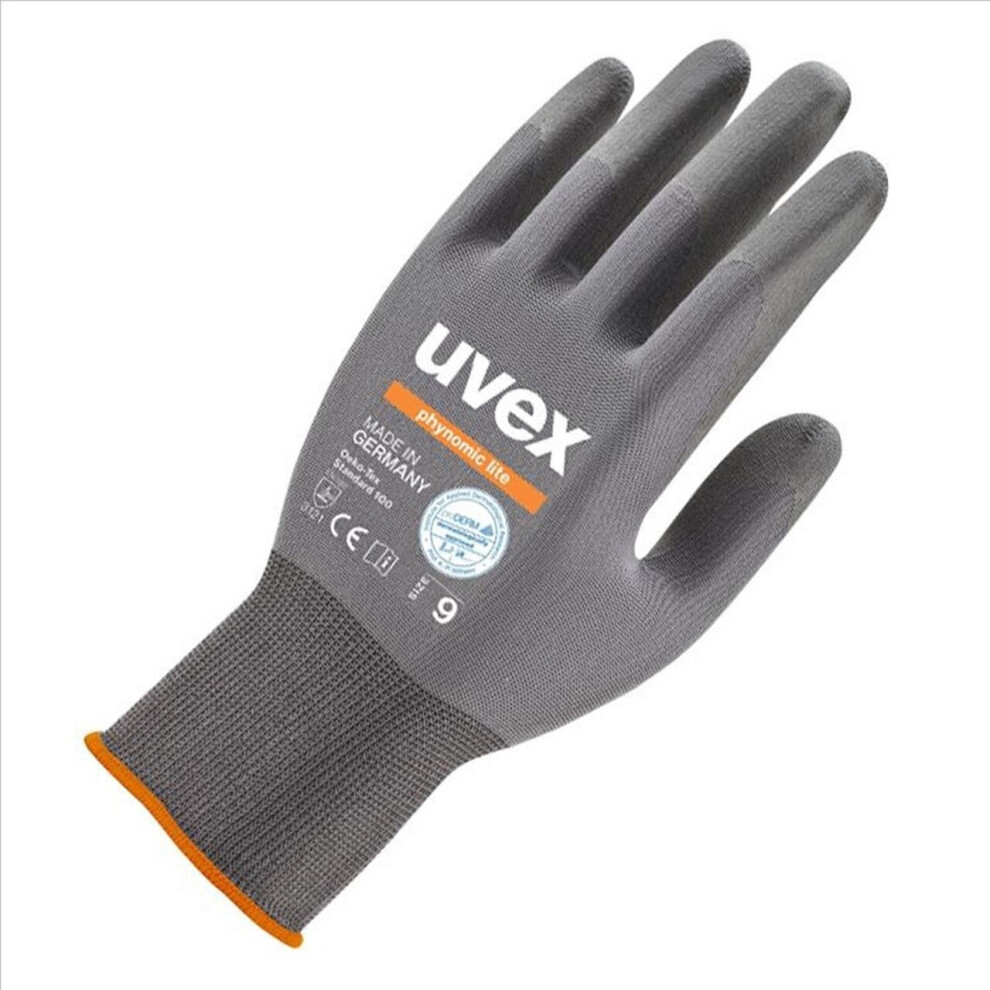 (9/Large) 3 Pairs Uvex Safety Gloves Phynomic Lite Precision Handling Gloves 4260555216202