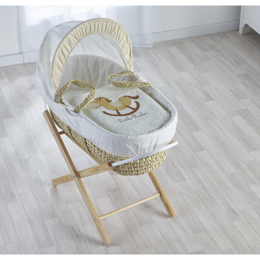 Little Rocker Cream Moses Basket with Folding Stand - Opal Natural