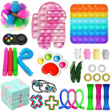 (TG16234G1) 30 Pack Fidget Toys Set Sensory Tools Bundle Stress Relief Hand Kids Adults Toy