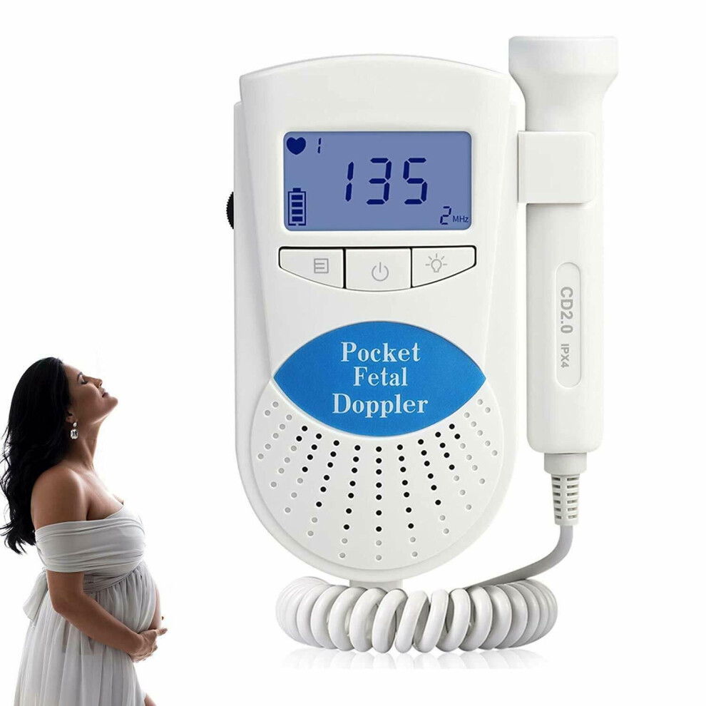 Baby Fetal Doppler Heart Monitor  3Mhz Backlit LCD Display