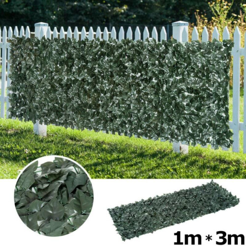Artificial Ivy Leaf Hedge Roll | Privacy Fence Screen | 3m 1