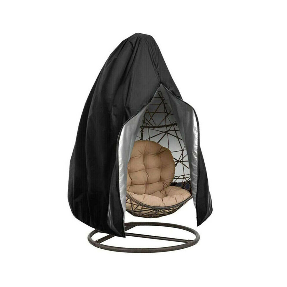 (Black) Patio Hanging Egg Chair Cover Outdoor Rattan Wicker Swing Waterproof Protection