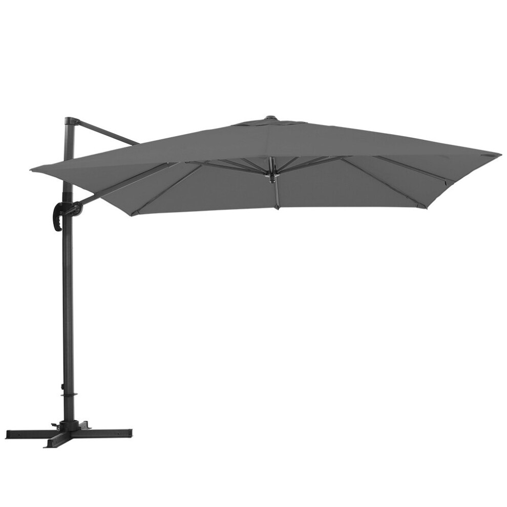 (Dark Grey) Large Square Garden Parasol Patio Sun Shade Umbrella 3M