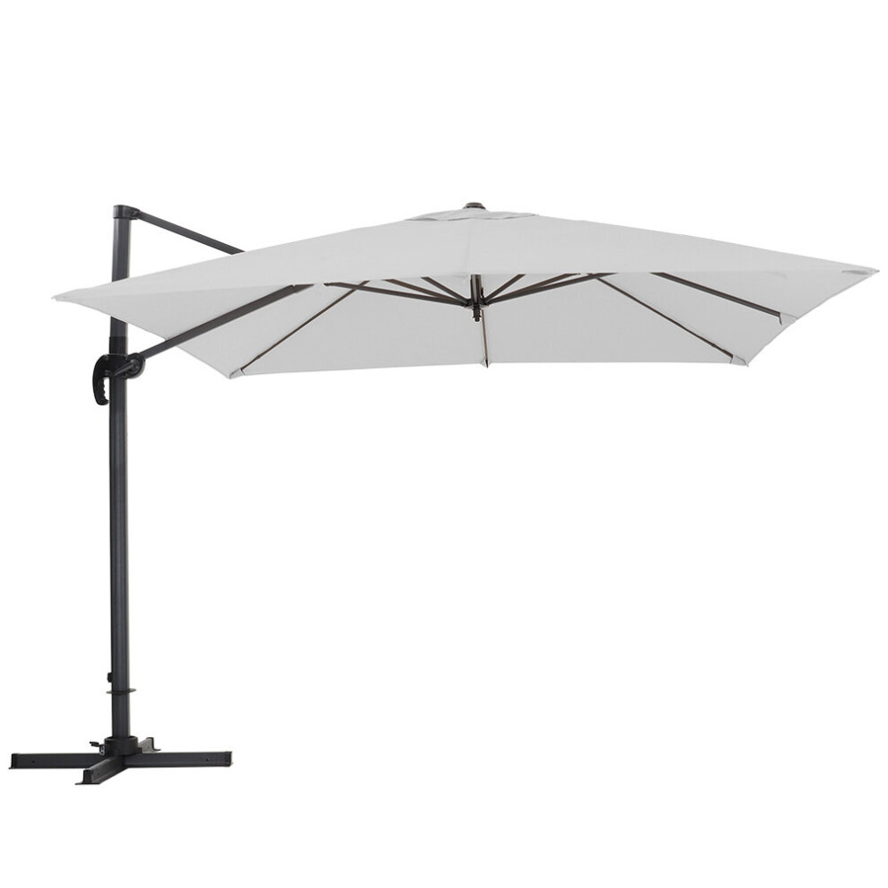 (Light Grey) Large Square Garden Parasol Patio Sun Shade Umbrella 3M