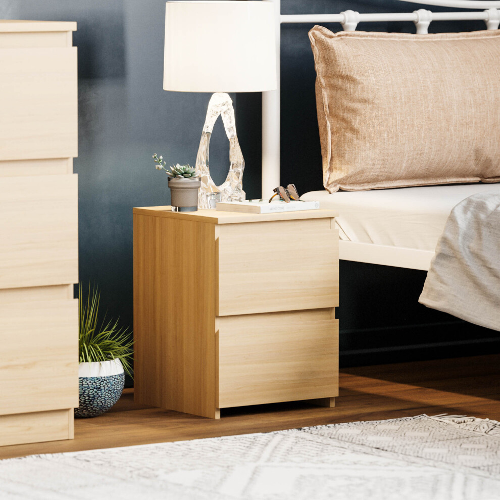 (Pine) Denver 2 Drawer Bedside Chest Side End Cabinet