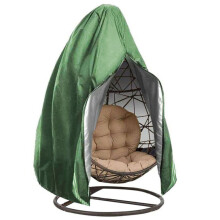 (Green) Garden Patio Hanging Swing Egg Chair Cover with Zipper Waterproof Outdoor Home