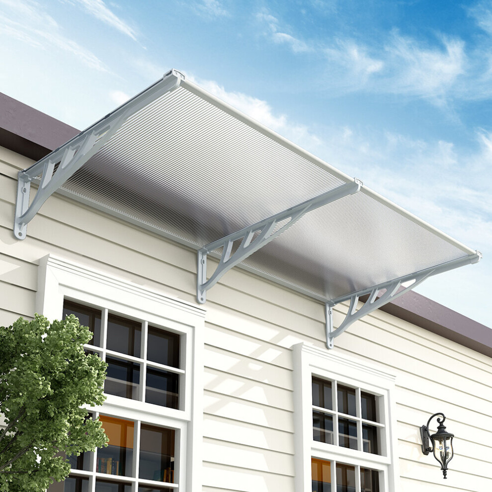 (Grey, 190x90x28CM) Straight Door Canopy Awning Shade Shelter